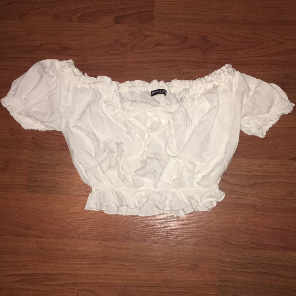 Brandy Melville white ruffled crop top